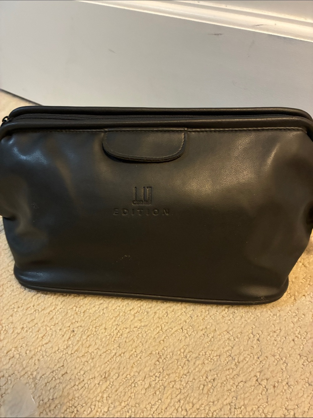 Vintage Dunhill Edition Black Leather Toiletry Bag Dopp Kit 👝